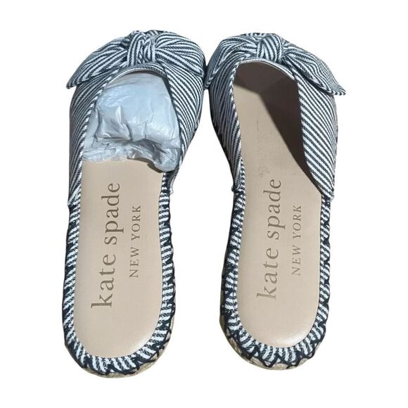 Kate Spade Saltie Shore Espadrille Blue/White Slip On Slide Sandal Sz 9B - Picture 5 of 8